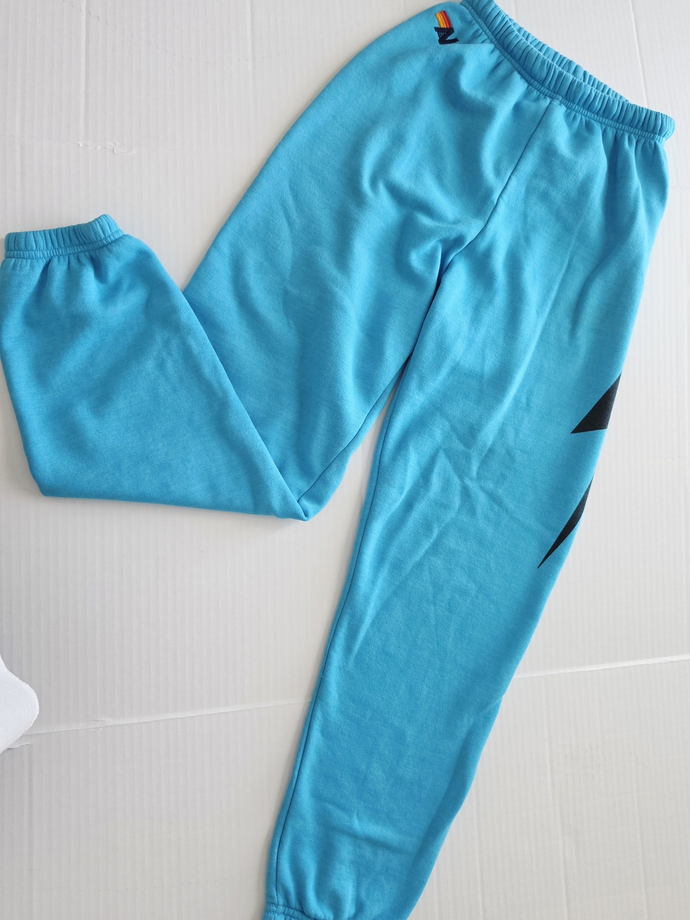 Aviator Nation Turquoise Fleece Sweatpants with black bolt design  size small - Picture 6 of 6
